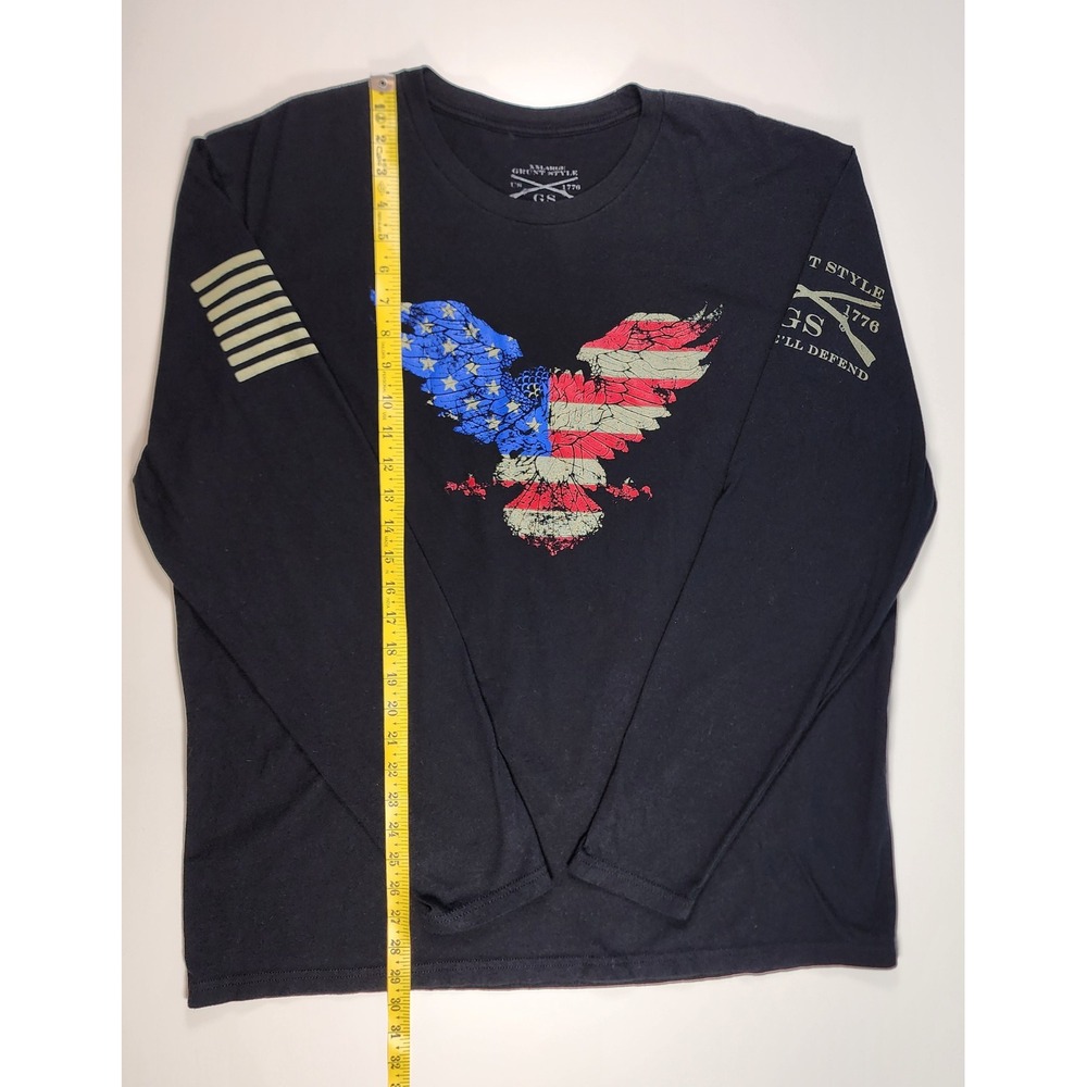 Grunt Style Men's Eagle Flag Graphic Long Sleeve Streetwear Patriot Tee Size XXL - Picture 3 of 8